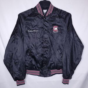 Vintage Carolina Gamecocks Satin Bomber Jacket Mens Large Black Don Alleson
